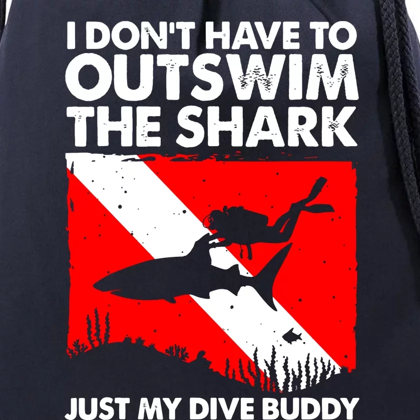 Funny Scuba Diving Design For Men Women Shark Diving Buddy Drawstring Bag