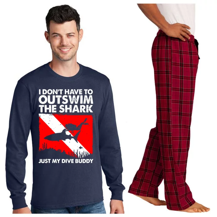 Funny Scuba Diving Design For Men Women Shark Diving Buddy Long Sleeve Pajama Set