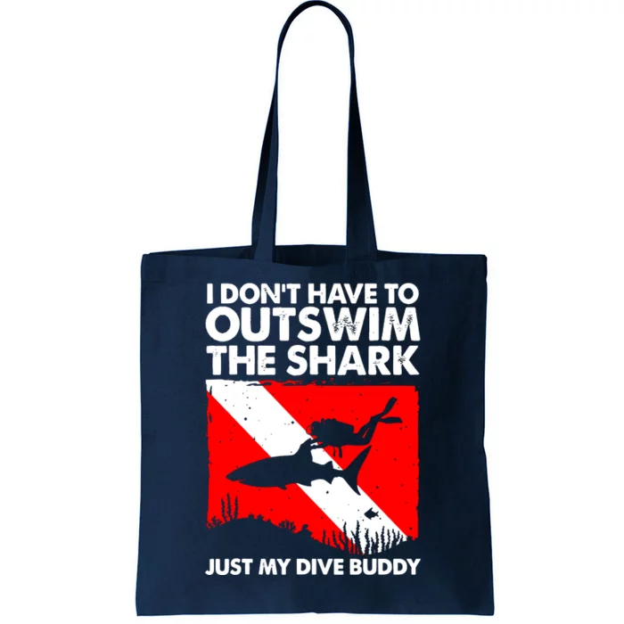 Funny Scuba Diving Design For Men Women Shark Diving Buddy Tote Bag