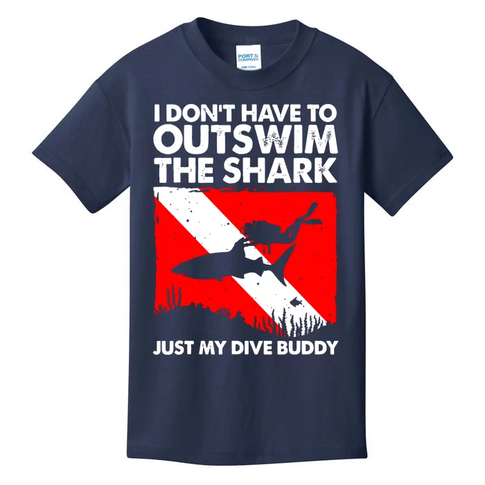 Funny Scuba Diving Design For Men Women Shark Diving Buddy Kids T-Shirt