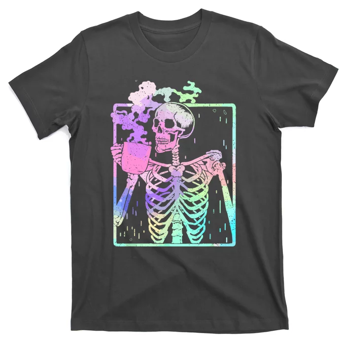 Funny Skeleton Drinking Coffee Cute Halloween Gift T-Shirt