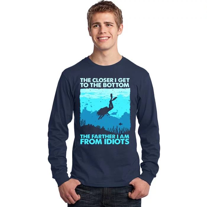 Funny Scuba Diving Flag Dive Quote Scuba Diver Gift Tall Long Sleeve T-Shirt