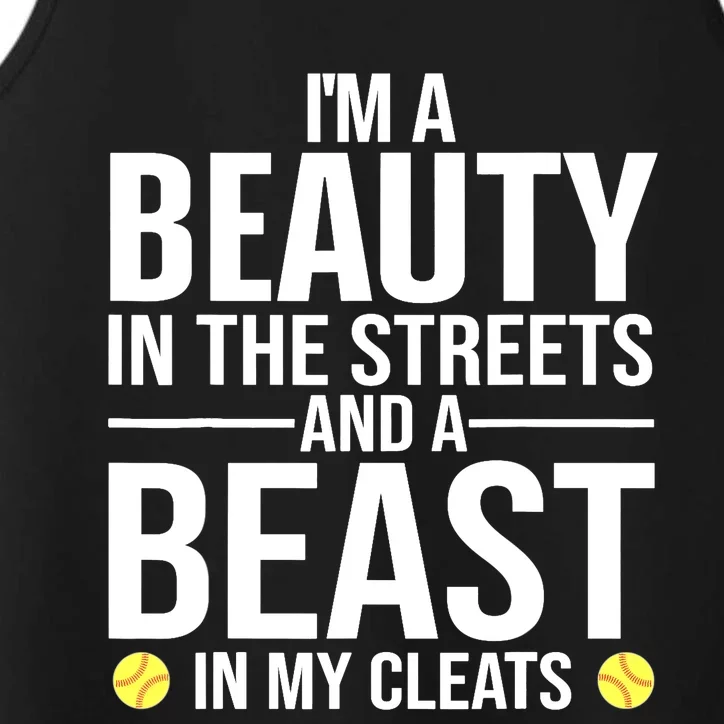 Funny Softball Design For Wo Girls Softball Team Player Performance Tank