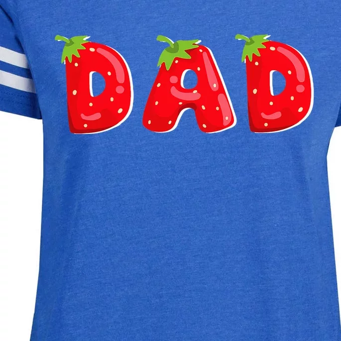 Funny Strawberry Dad Fruit Birthday Family Enza Ladies Jersey Football T-Shirt