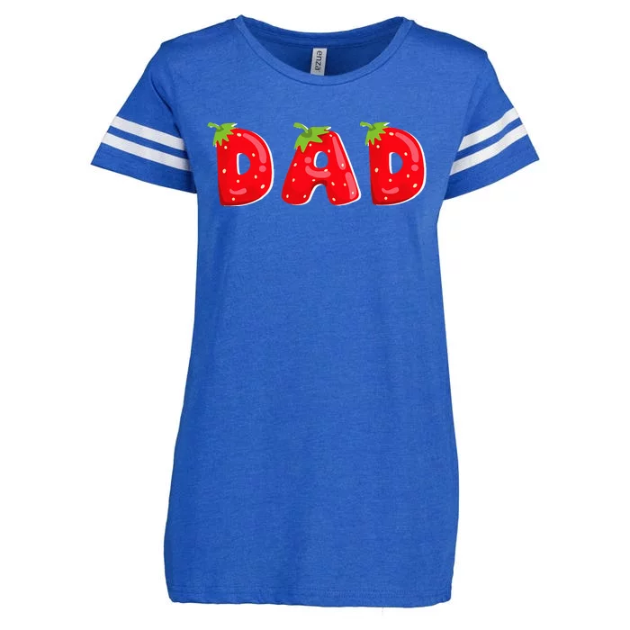 Funny Strawberry Dad Fruit Birthday Family Enza Ladies Jersey Football T-Shirt