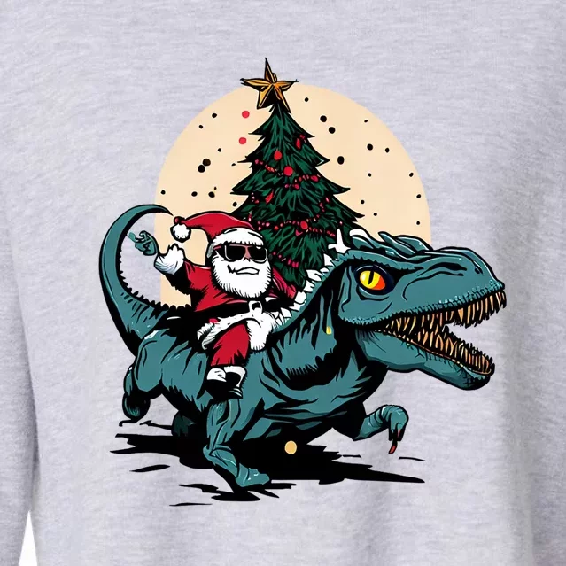 Funny Santas Dino Ride: A Prehistoric Christmas Adventure Great Gift Cropped Pullover Crew