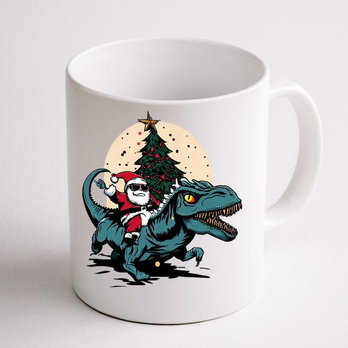 Funny Santas Dino Ride: A Prehistoric Christmas Adventure Great Gift Front & Back Coffee Mug