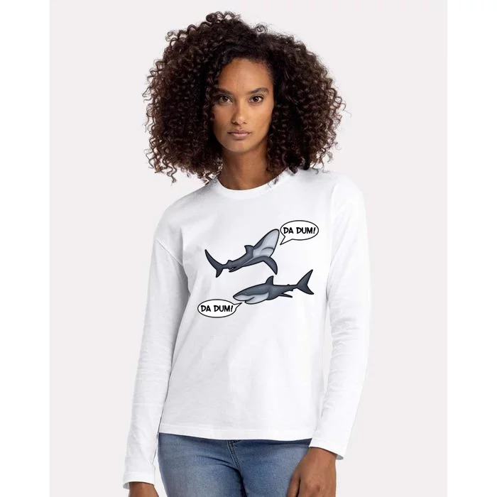 Funny Shark Da Dum Da Dum Womens Cotton Relaxed Long Sleeve T-Shirt