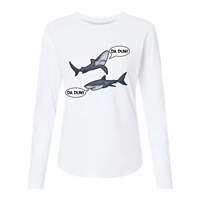 Funny Shark Da Dum Da Dum Womens Cotton Relaxed Long Sleeve T-Shirt