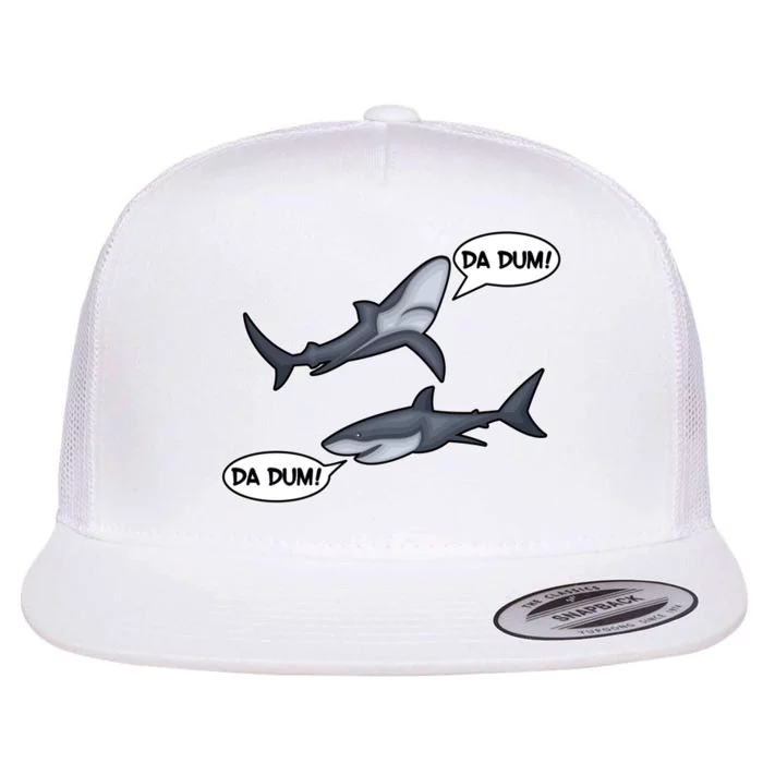 Funny Shark Da Dum Da Dum Flat Bill Trucker Hat