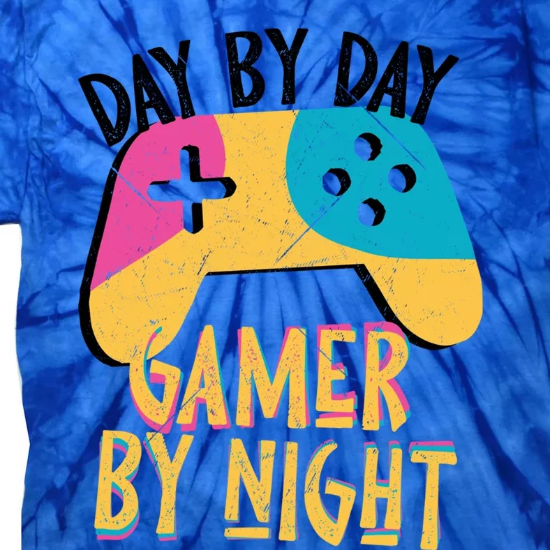 Funny Sarcastic Dad By Day Gamer By Night Video Games Lover Gift Tie-Dye T-Shirt