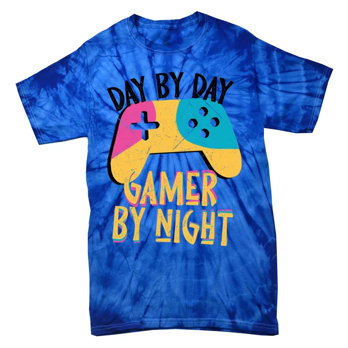 Funny Sarcastic Dad By Day Gamer By Night Video Games Lover Gift Tie-Dye T-Shirt