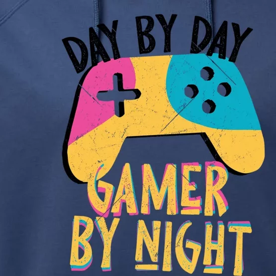 Funny Sarcastic Dad By Day Gamer By Night Video Games Lover Gift Performance Fleece Hoodie