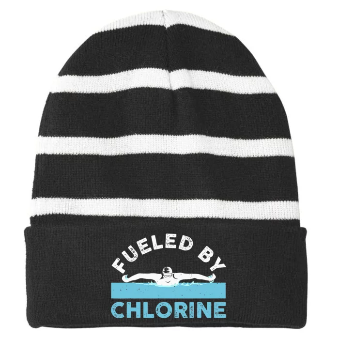 Funny Swimming Designs For Water Sports Lovers Striped Beanie with Solid Band