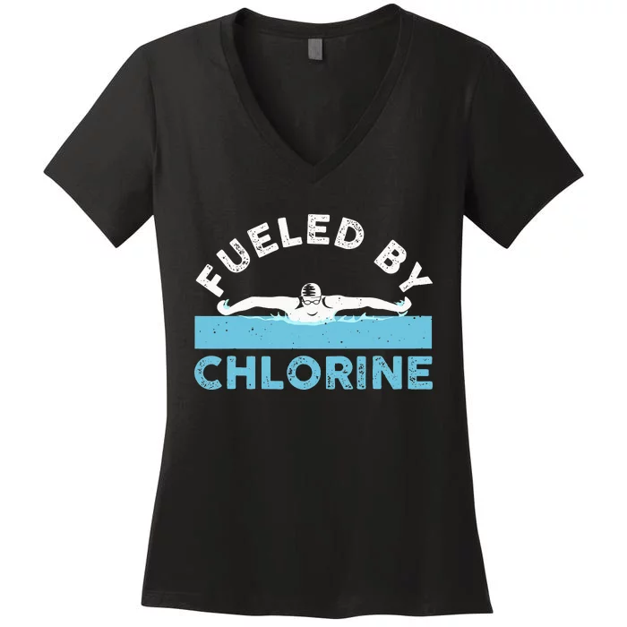 Funny Swimming Designs For Water Sports Lovers Women's V-Neck T-Shirt