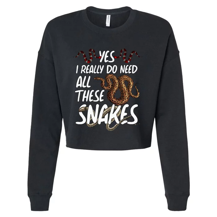 Funny Snake Designs For Men Women Herpetology Reptile Lovers Cropped Pullover Crew