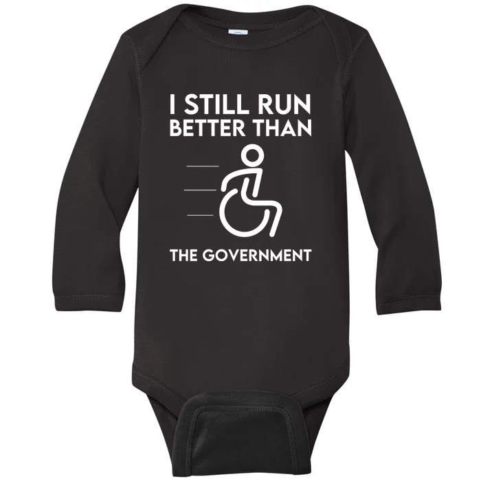 Funny Sarcastic Disabled Wheelchair Political Baby Long Sleeve Bodysuit