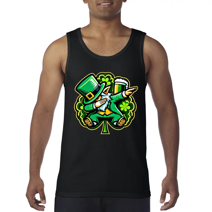 Funny Shamrock Dabbing Leprechaun Irish Dab St Patricks Day Cool Gift Tank Top