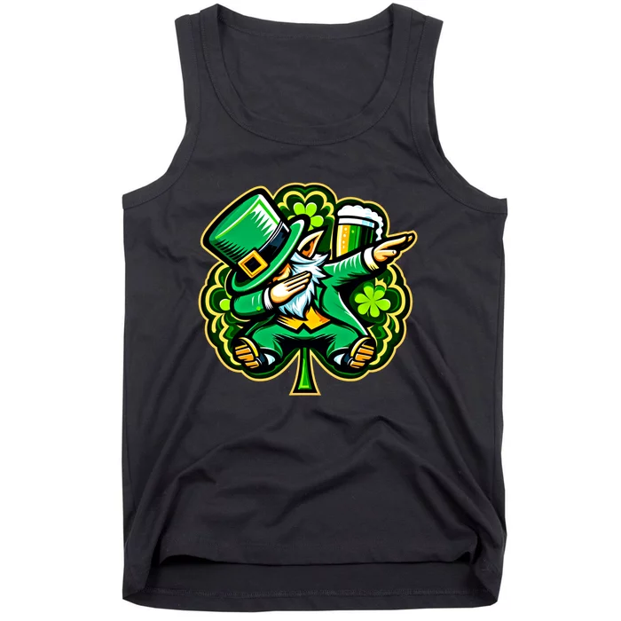 Funny Shamrock Dabbing Leprechaun Irish Dab St Patricks Day Cool Gift Tank Top