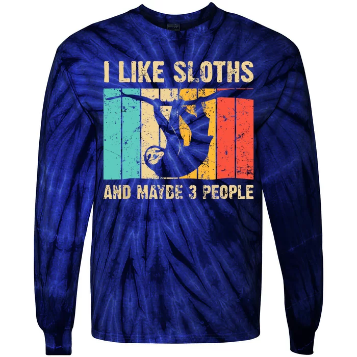 Funny Sloth Design For Sloth Lover Introvert Tie-Dye Long Sleeve Shirt