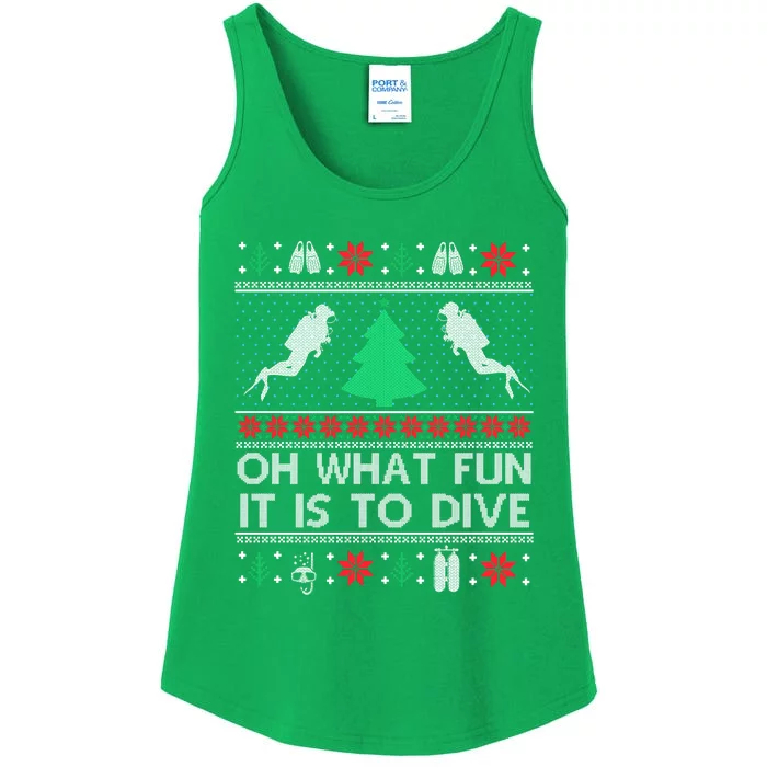 Funny Scuba Diving Diver Ugly Christmas Xmas Ladies Essential Tank