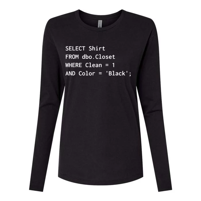 Funny SQL Design For Programmer Humor Programming Gift Womens Cotton Relaxed Long Sleeve T-Shirt