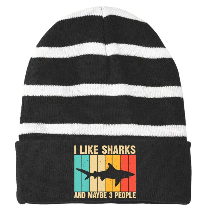 Funny Shark Design For Animal Shark Stuff Striped Beanie with Solid Band