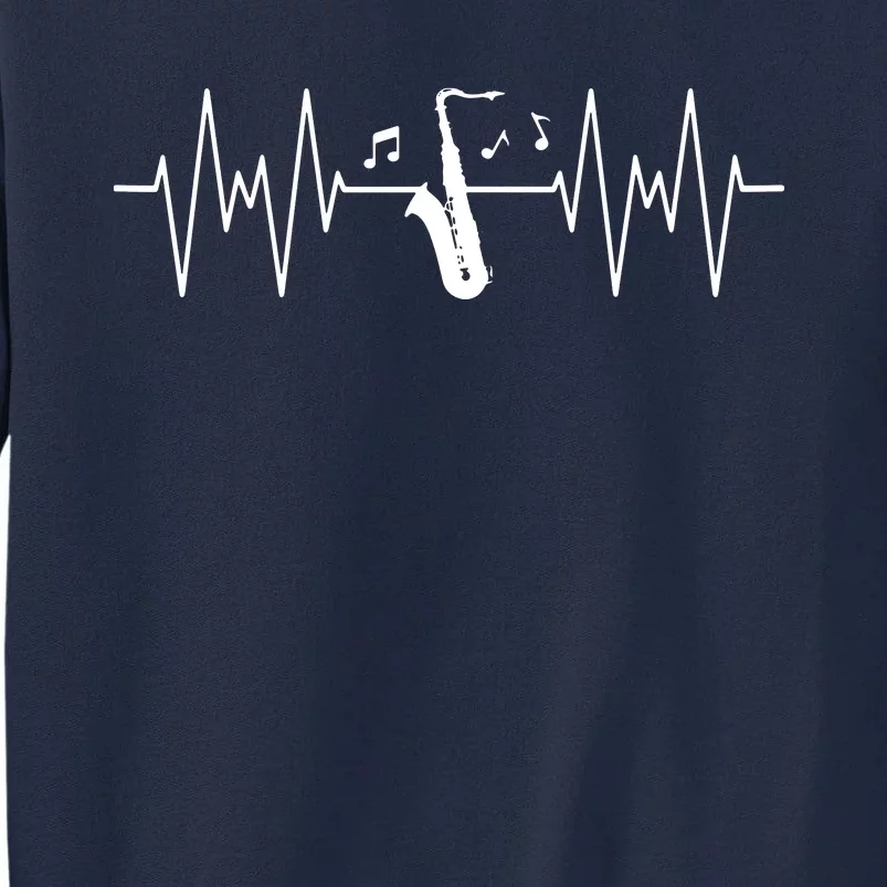 Funny Saxophone Design For Men Women Sax Lover Heartbeat EKG Tall Sweatshirt