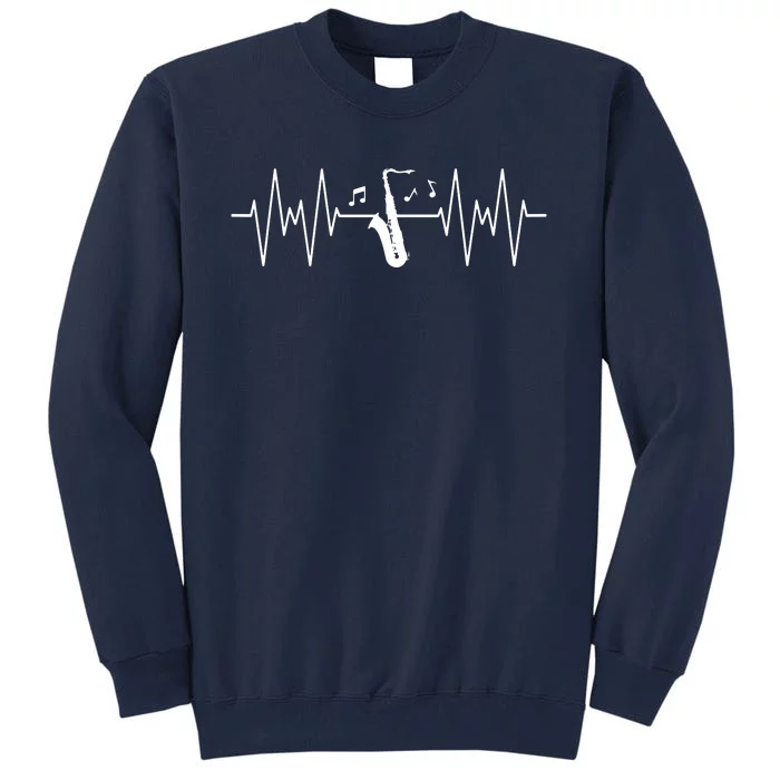 Funny Saxophone Design For Men Women Sax Lover Heartbeat EKG Tall Sweatshirt