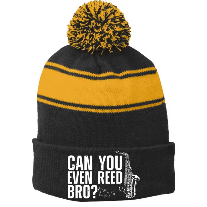 Funny Saxophone Design For Men Women Saxophone Player Reed Stripe Pom Pom Beanie