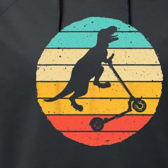 Funny Scooter Dinosaur T-rex Stunt Designs Performance Fleece Hoodie