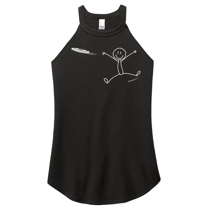 Frisbee Stickman Disc Golf Funny Ultimate Frisbee Game Women’s Perfect Tri Rocker Tank