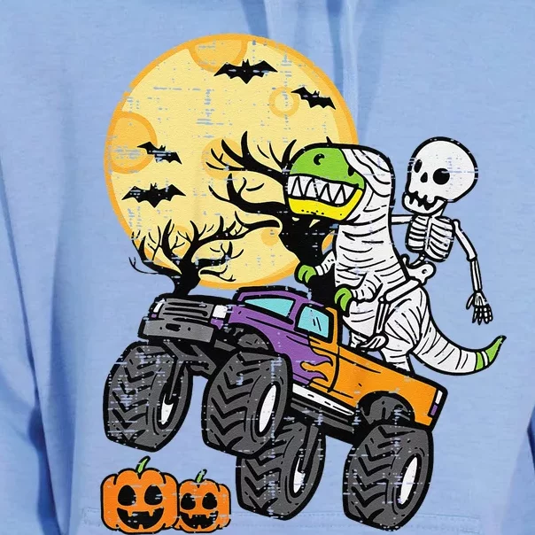 Funny Skeleton Dino Monster Truck Halloween Costume Unisex Surf Hoodie