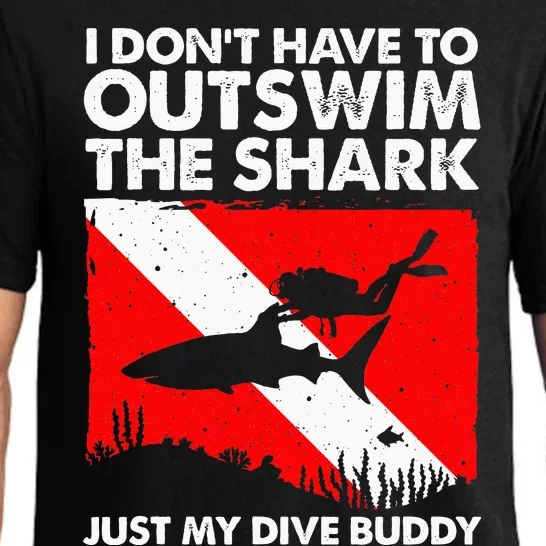 Funny Scuba Diving Design For Men Women Shark Diving Buddy Pajama Set