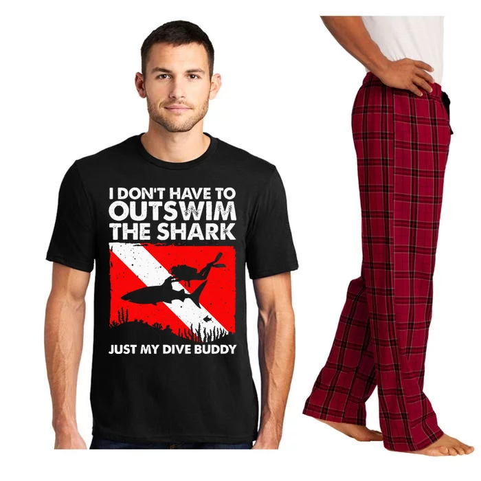 Funny Scuba Diving Design For Men Women Shark Diving Buddy Pajama Set