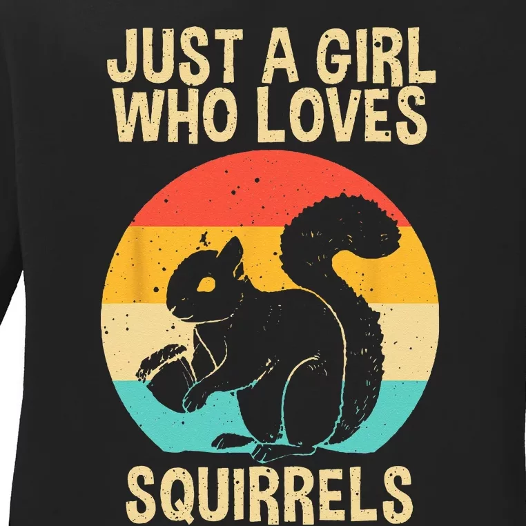 Funny Squirrel Designs For  Mom Chipmunk Lovers Ladies Long Sleeve Shirt