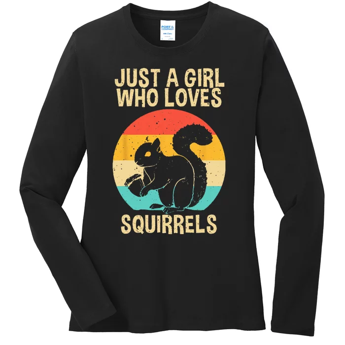 Funny Squirrel Designs For  Mom Chipmunk Lovers Ladies Long Sleeve Shirt