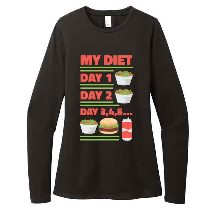 Funny Salad Diet Food Not Diet Soda Hamburger Quote Cool Gift Womens CVC Long Sleeve Shirt