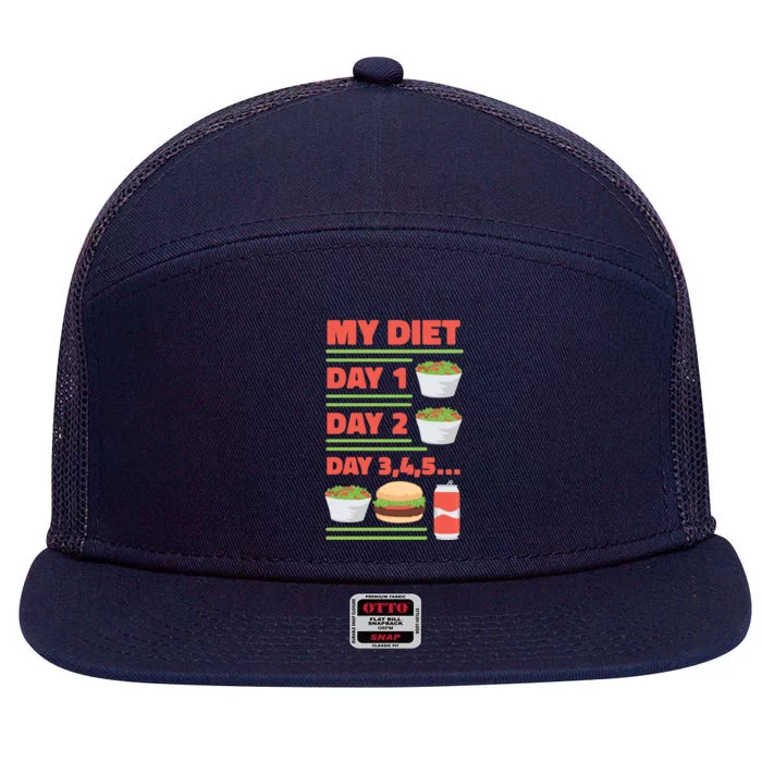 Funny Salad Diet Food Not Diet Soda Hamburger Quote Cool Gift 7 Panel Mesh Trucker Snapback Hat