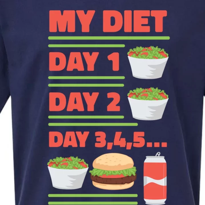 Funny Salad Diet Food Not Diet Soda Hamburger Quote Cool Gift Sueded Cloud Jersey T-Shirt