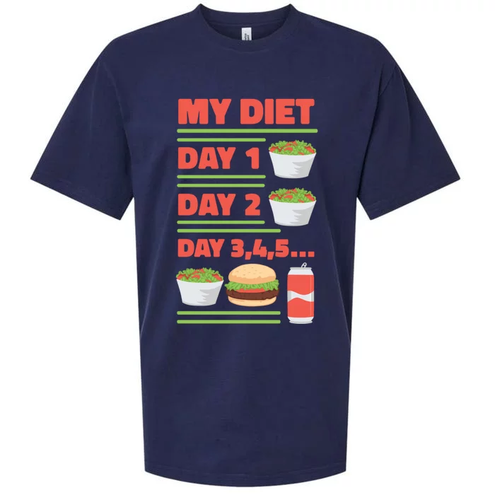 Funny Salad Diet Food Not Diet Soda Hamburger Quote Cool Gift Sueded Cloud Jersey T-Shirt