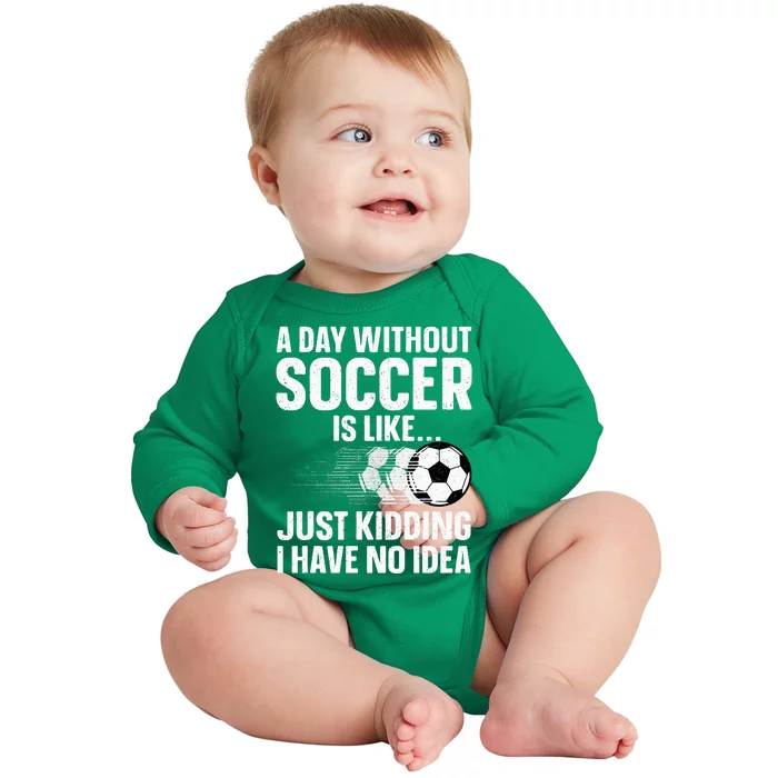 Funny Soccer Design For Women Sport Player Soccer Lover Baby Long Sleeve Bodysuit