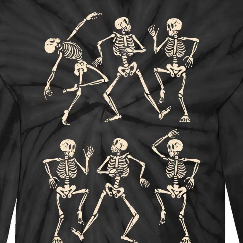 Funny Skeletons Dance Halloween Tie-Dye Long Sleeve Shirt