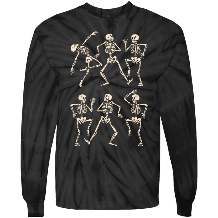 Funny Skeletons Dance Halloween Tie-Dye Long Sleeve Shirt