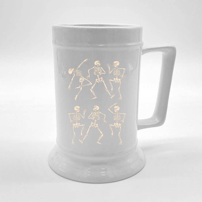 Funny Skeletons Dance Halloween Front & Back Beer Stein