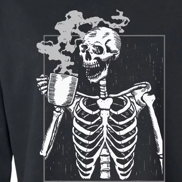 Funny Skeleton Drinking Coffee Caffeine Lover Coffee Brewer Cropped Pullover Crew