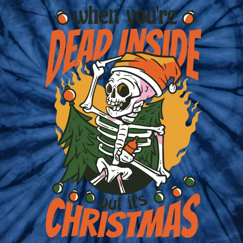 Funny Skeleton Dead Inside But Its Christmas Tie-Dye T-Shirt