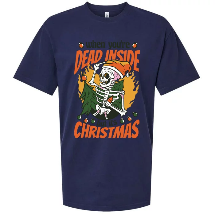 Funny Skeleton Dead Inside But Its Christmas Sueded Cloud Jersey T-Shirt