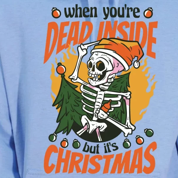 Funny Skeleton Dead Inside But Its Christmas Unisex Surf Hoodie