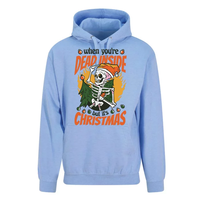 Funny Skeleton Dead Inside But Its Christmas Unisex Surf Hoodie